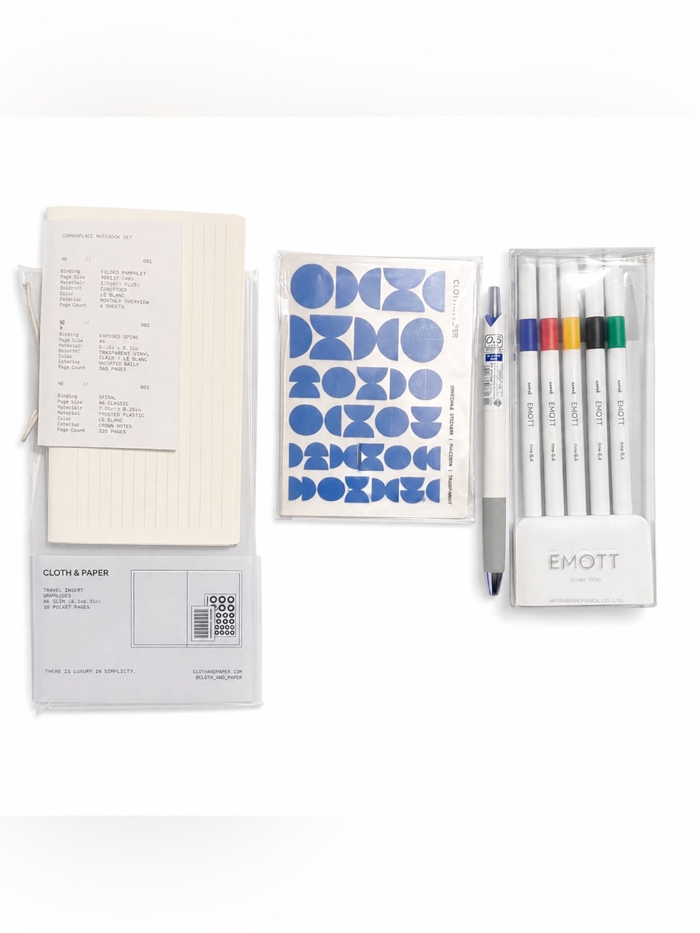 EMOTT Pen Set and Cloth & Paper(C&P) Stationery Bundle Luxury Minimalist